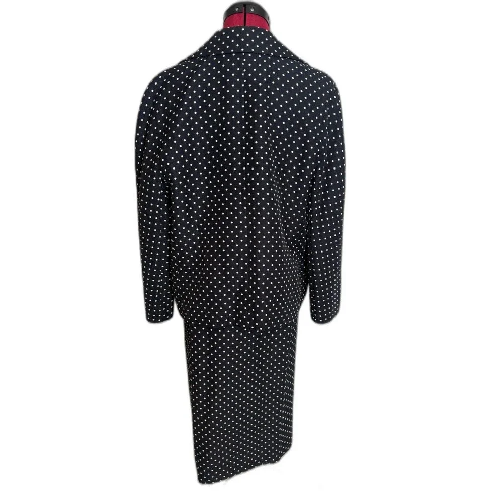 Kasper Skirt Suit Size 14 Navy Blue & White Polka-Dot 2-Piece Set Blazer & Skirt